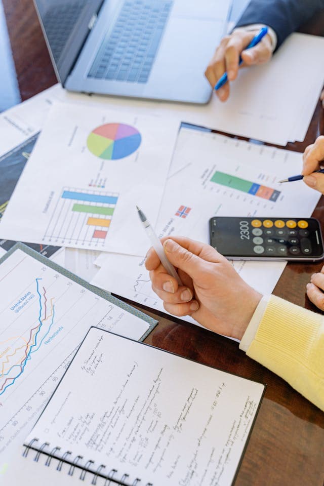Business owners reviewing documents